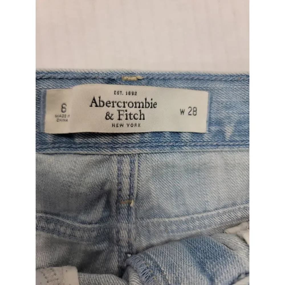 Abercrombie And Fitch Denim Shorts Womens SZ 28 Mid Rise Distressed Festival